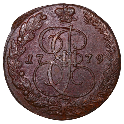 207 - Russian Empire, Empress Catherine II (1762-1796), 5 kopecks, 1779 year, Copper, 51,2 gr, C#59.3, bit... 