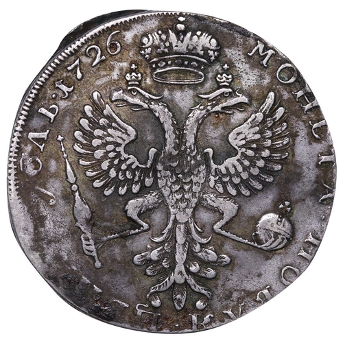 21 - Russian Empire, Empress Catherine I (1724-1727), 1 rouble, 1726 year, Silver, 28,44 gr, KM#168, bitk... 