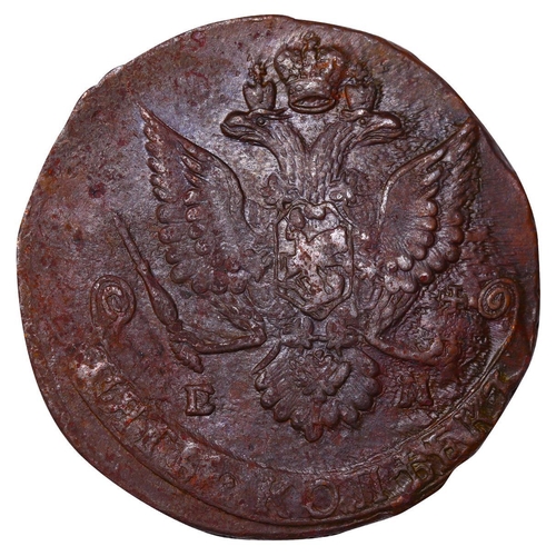 215 - Russian Empire, Empress Catherine II (1762-1796), 5 kopecks, 1785 year, Copper, 51,2 gr, C#59.3, bit... 