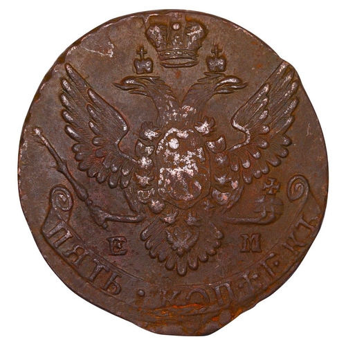 218 - Russian Empire, Empress Catherine II (1762-1796), 5 kopecks, 1789 year, Copper, 51.2 gr, C#59.3, bit... 