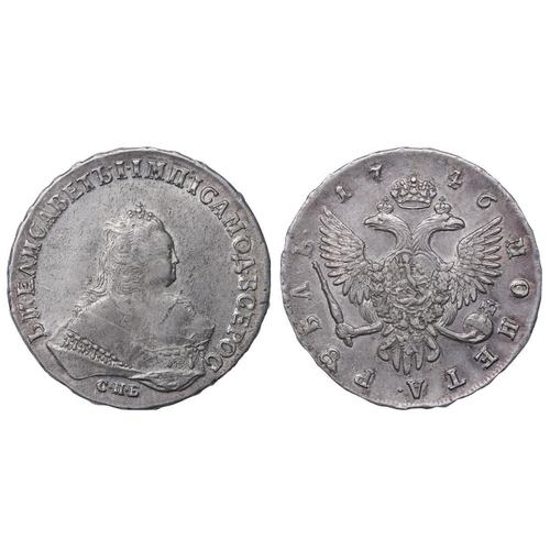 24 - Russian Empire, Empress Elizabeth (1741-1762), 1 rouble, 1746 year, Silver, 25,85 gr, C#19b.4, bitki... 