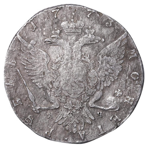 26 - Russian Empire, Empress Catherine II (1762-1796), 1 rouble, 1773 year, Silver, 24 gr, C#67.2a, bitki... 