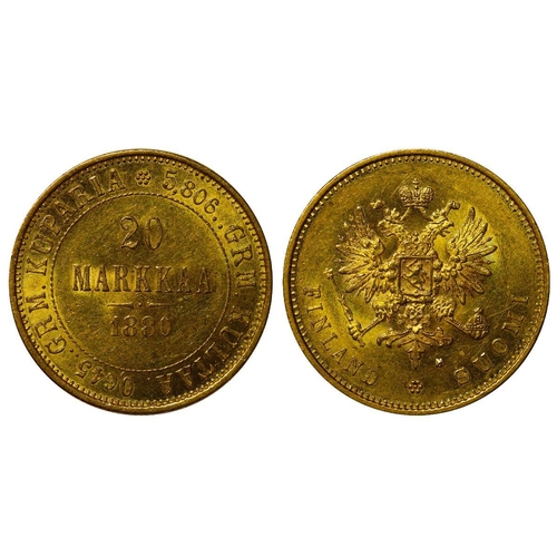 301 - Russian Empire, Finland, Emperor Alexander II (1855-1881), 20 markkaa, 1880 year, Gold, 6,4516 gr, K... 