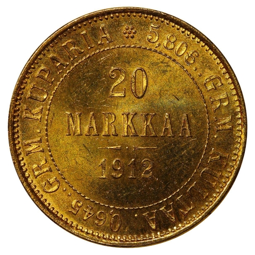 303 - Russian Empire, Finland, Emperor Nicholas II (1894-1917), 20 markkaa, 1912 year, Gold, 6,4516 gr, KM... 