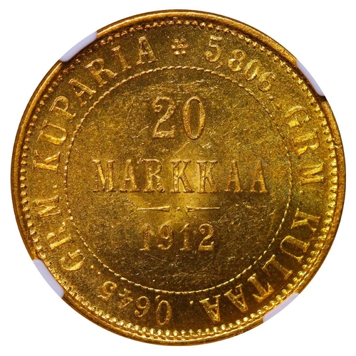 304 - Russian Empire, Finland, Emperor Nicholas II (1894-1917), 20 markkaa, 1912 year, Gold, 6,4516 gr, KM... 