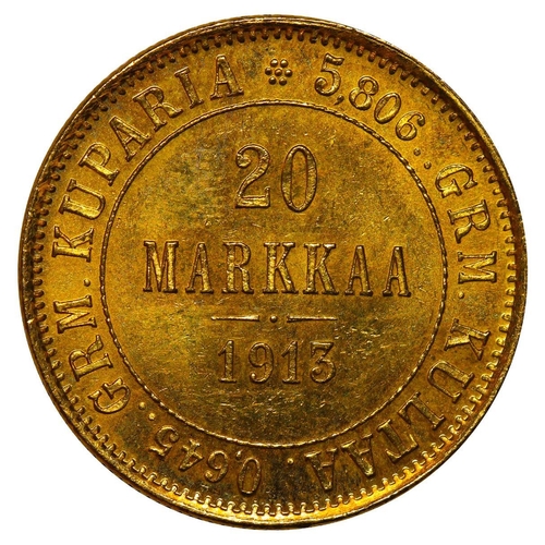 305 - Russian Empire, Finland, Emperor Nicholas II (1894-1917), 20 markkaa, 1913 year, Gold, 6,4516 gr, KM... 