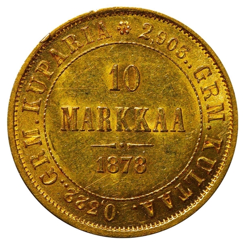 306 - Russian Empire, Finland, Emperor Alexander II (1855-1881), 10 markkaa, 1878 year, Gold, 3,2258 gr, K... 