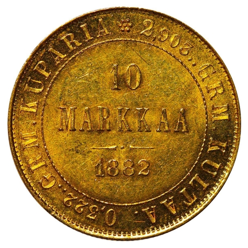 308 - Russian Empire, Finland, Emperor Alexander III (1881-1894), 10 markkaa, 1882 year, Gold, 3,2258 gr, ... 