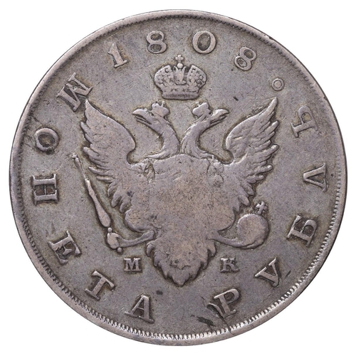 31 - Russian Empire, Emperor Alexander I (1801-1825), 1 rouble, 1808 year, Silver, 20,73 gr, C#125a, bitk... 