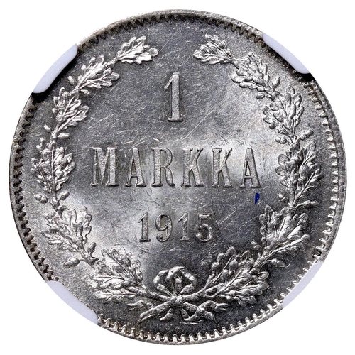 312 - Russian Empire, Finland, Emperor Nicholas II (1894-1917), 1 markka, 1915 year, Silver, 5,18 gr, KM#3... 