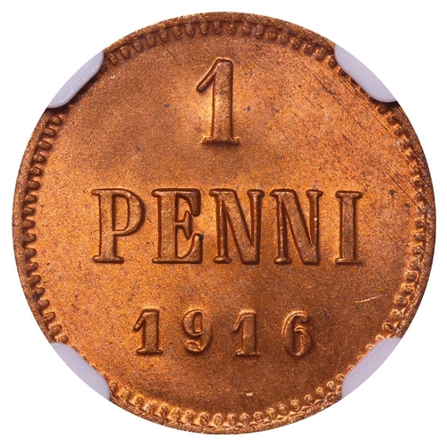 313 - Russian Empire, Finland, Emperor Nicholas II (1894-1917), 1 penni, 1916 year, Copper, 1,28 gr, KM#13... 