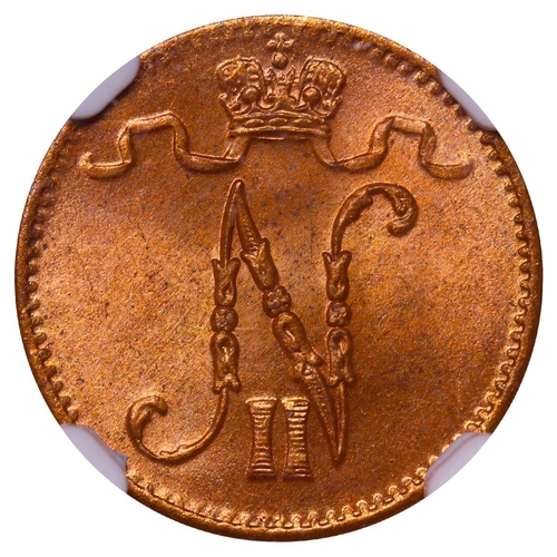 313 - Russian Empire, Finland, Emperor Nicholas II (1894-1917), 1 penni, 1916 year, Copper, 1,28 gr, KM#13... 