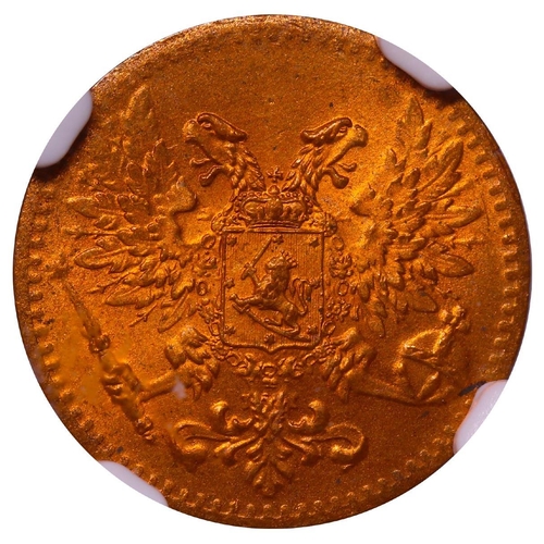 315 - Russian Empire, Finland, Emperor Nicholas II (1894-1917), 1 penni, 1917 year, Copper, 1,28 gr, KM#16... 