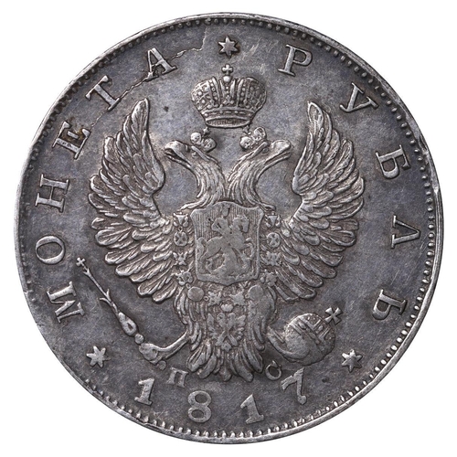 35 - Russian Empire, Emperor Alexander I (1801-1825), 1 rouble, 1817 year, Silver, 20,73 gr, C#130, bitki... 