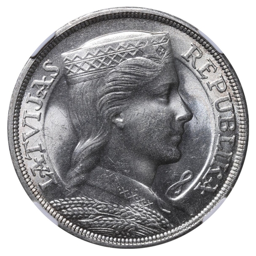 367 - Latvia, President Alberts Kviesis (1930-1936), 5 lati, 1931 year, Silver, 25 gr, KM#9, In MS 64: 63,... 