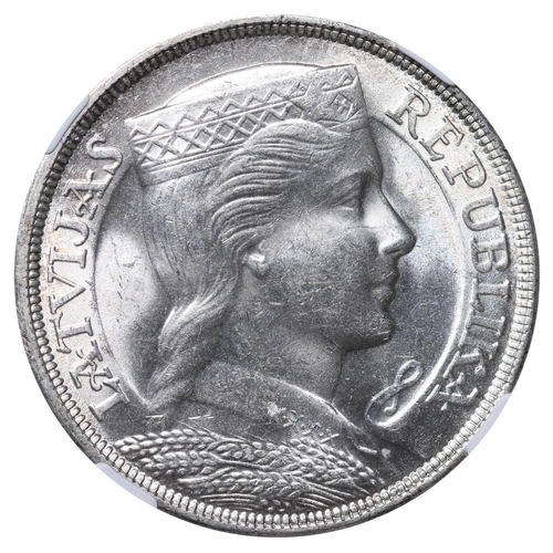 368 - Latvia, President Alberts Kviesis (1930-1936), 5 lati, 1931 year, Silver, 25 gr, KM#9, In MS 63: 164... 