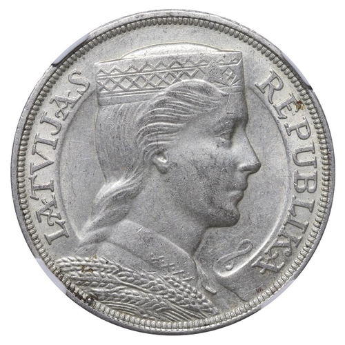 372 - Latvia, President Alberts Kviesis (1930-1936), 5 lati, 1931 year, Silver, 25 gr, KM#9, In MS 60: 3, ... 