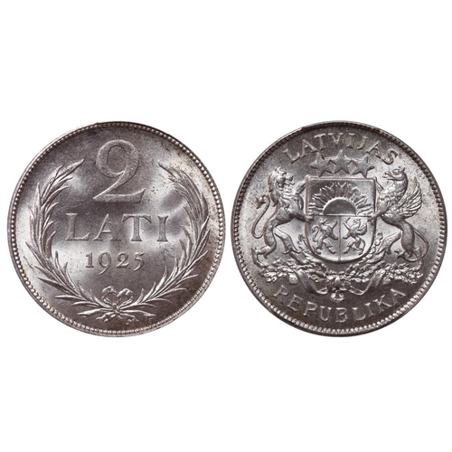 375 - Latvia, President Janis Chakste (1922-1927), 2 lati, 1925 year, Silver, 10 gr, KM#8