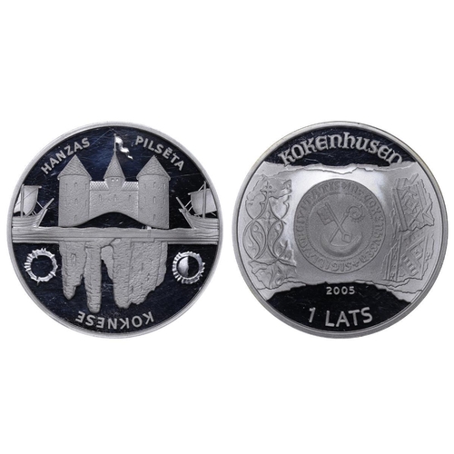 380 - Latvia, President Vaira Vike-Freiberga (1999-2007), 1 lats, 2005 year, Silver, 31,47 gr, KM#77, Kokn... 