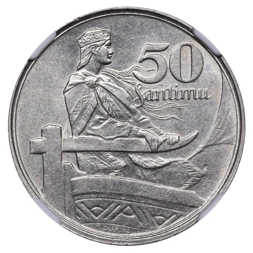 383 - Latvia, President Janis Chakste (1922-1927), 50 santimu, 1922 year, Nickel, 6,5 gr, KM#6, In MS 61: ... 