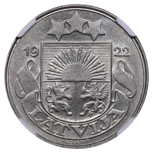 383 - Latvia, President Janis Chakste (1922-1927), 50 santimu, 1922 year, Nickel, 6,5 gr, KM#6, In MS 61: ... 