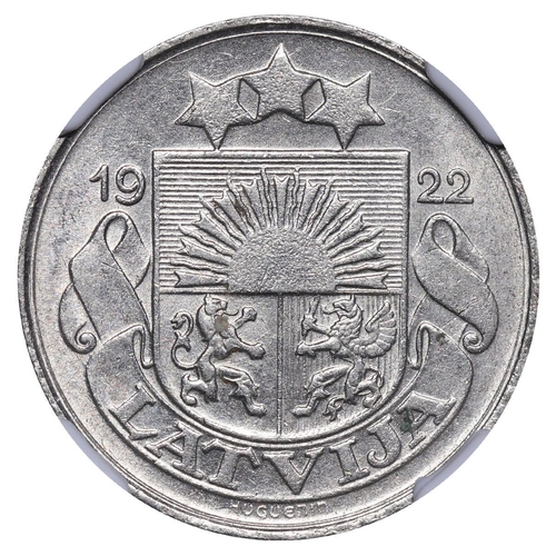 385 - Latvia, President Janis Chakste (1922-1927), 10 santimu, 1922 year, Nickel, 3 gr, KM#4, In MS 61: 4,... 