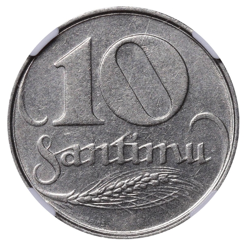 386 - Latvia, President Janis Chakste (1922-1927), 10 santimu, 1922 year, Nickel, 3 gr, KM#4, In AU 58: 9,... 