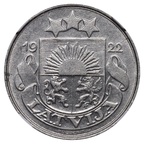 386 - Latvia, President Janis Chakste (1922-1927), 10 santimu, 1922 year, Nickel, 3 gr, KM#4, In AU 58: 9,... 