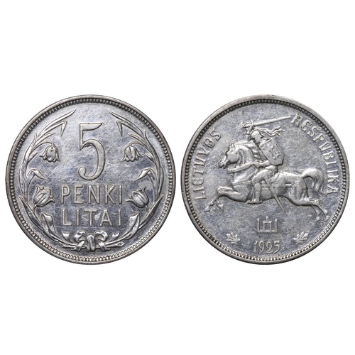 402 - Lithuania, President Aleksandras Stulginskis (1919-1926), 5 litai, 1925 year, Silver, 13,5 gr, KM#78... 