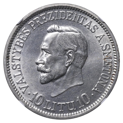 403 - Antanas Smetona (1926-1940), 10 litu, 1938 year, Silver, 18 gr, KM#84, 20th anniversary of the Repub... 