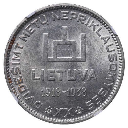 403 - Antanas Smetona (1926-1940), 10 litu, 1938 year, Silver, 18 gr, KM#84, 20th anniversary of the Repub... 