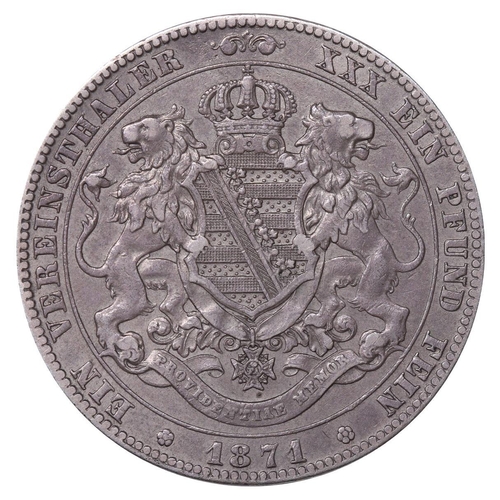 426 - Kingdom of Saxony (German States), King John I (1854-1873), 1 vereinsthaler, 1871 year, Silver, 18,5... 