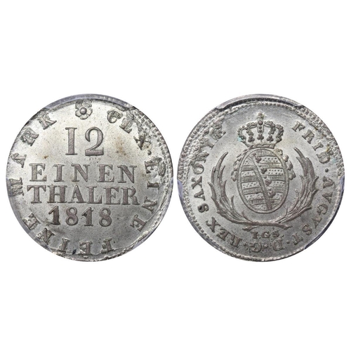 430 - Kingdom of Saxony (German States), King Frederick Augustus I (1806-1827), 1/12 thaler, 1818 year, Bi... 