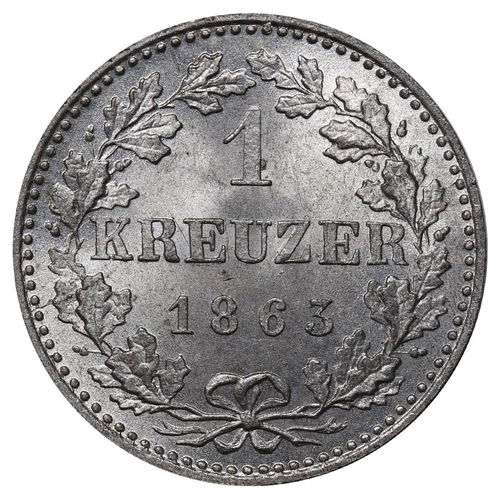 434 - Free imperial city of Frankfurt (German States), Free City (1372-1866), 1 kreuzer, 1863 year, Silver... 