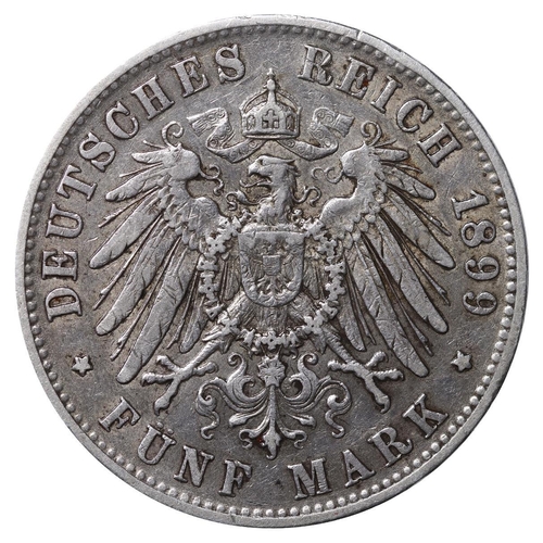 441 - Kingdom of Wurttemberg (German States), King William II (1891-1918), 5 mark, 1899 year, Silver, 27,7... 