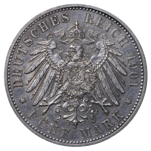 445 - Duchy of Saxe-Meiningen (German States), Duke George II (1866-1914), 5 mark, 1901 year, Silver, 27,7... 