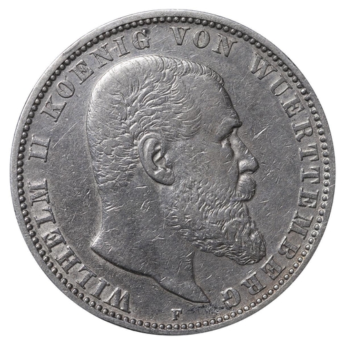 448 - Kingdom of Wurttemberg (German States), King William II (1891-1918), 5 mark, 1907 year, Silver, 27,7... 