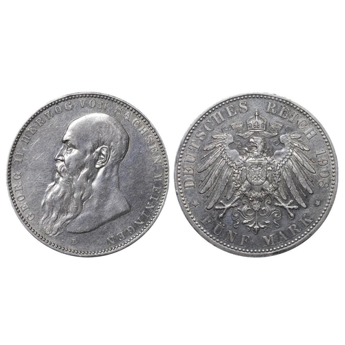 449 - Duchy of Saxe-Meiningen (German States), Duke George II (1866-1914), 5 mark, 1908 year, Silver, 27,7... 