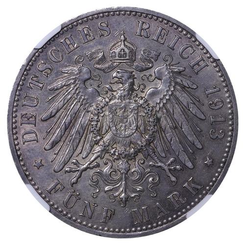 450 - Free Hanseatic city of Lubeck (German States), Free city (1226-1811,1815-1937), 5 mark, 1913 year, S... 