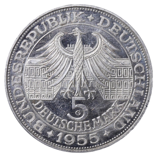 452 - Federal Republic of Germany, Federal Republic (1949-date), 5 deutsche mark, 1955 year, Silver, 11,2 ... 