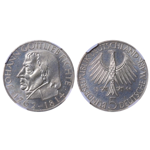 454 - Germany, Federal Republic (1949-date), 5 deutsche mark, 1964 year, Silver, 11,2 gr, KM#118, 150th An... 