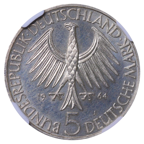 454 - Germany, Federal Republic (1949-date), 5 deutsche mark, 1964 year, Silver, 11,2 gr, KM#118, 150th An... 