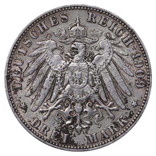 456 - Free Hanseatic city of Hamburg (German States), Free Hanseatic City (1324-1922), 3 marks, 1909 year,... 