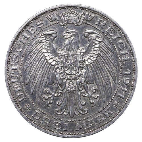 464 - Kingdom of Prussia (German States), King William II (1888-1918), 3 marks, 1911 year, Silver, 16,67 g... 