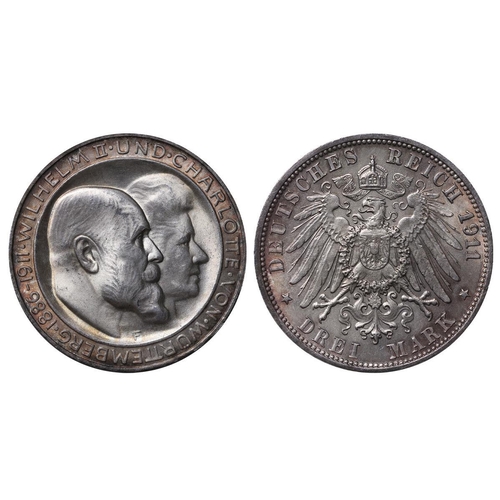 466 - Kingdom of Wurttemberg (German States), King William II (1891-1918), 3 marks, 1911 year, Silver, 16,... 