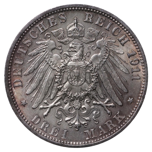 466 - Kingdom of Wurttemberg (German States), King William II (1891-1918), 3 marks, 1911 year, Silver, 16,... 