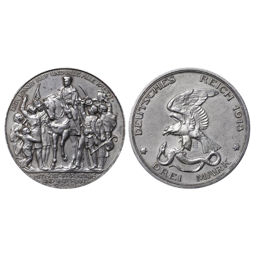 470 - Kingdom of Prussia (German States), King William II (1888-1918), 3 marks, 1913 year, Silver, 16,667 ... 