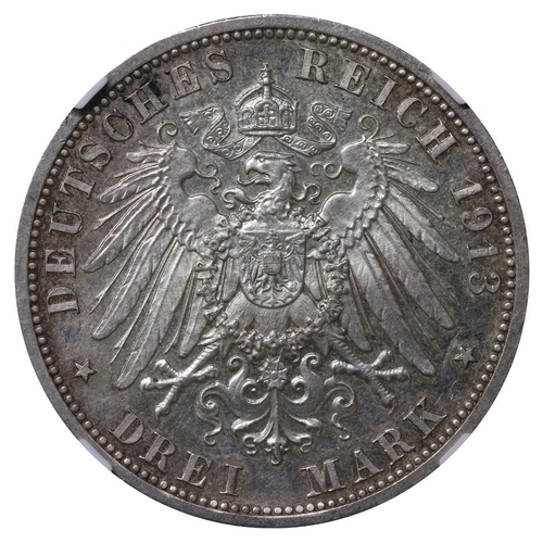 471 - Kingdom of Prussia (German States), King William II (1888-1918), 3 marks, 1913 year, Silver, 16,667 ... 