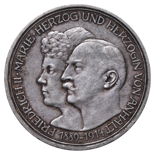 475 - Anhalt-Dessau (German States), Duke Frederick II (1901-1918), 3 marks, 1914 year, Silver, 16,667 gr,... 