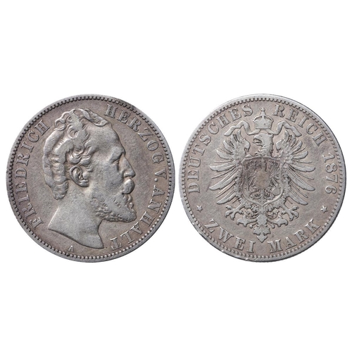 481 - Anhalt-Dessau (German States), Duke Frederick I (1871-1901), 2 marks, 1876 year, Silver, 11,111 gr, ... 